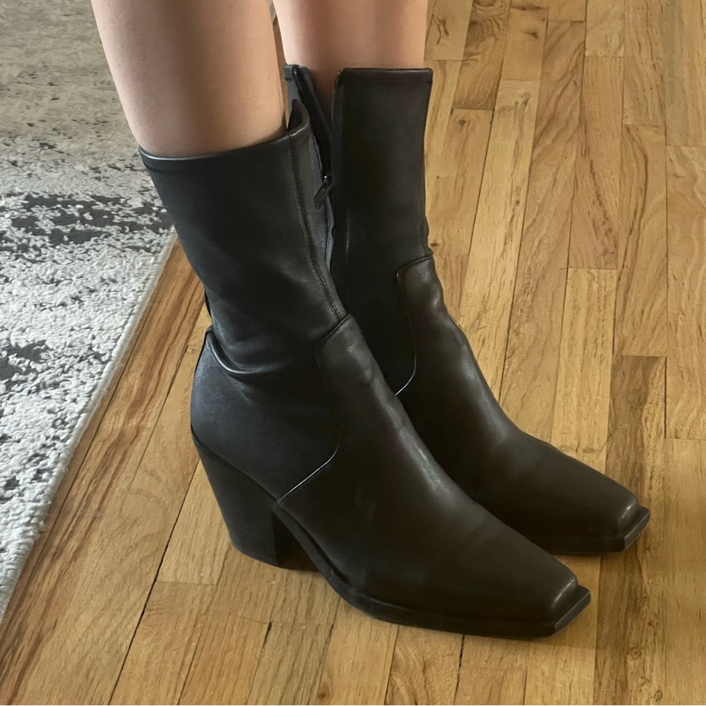 Loeffler Randall square toe high heel boots. Leather in perfect condition!